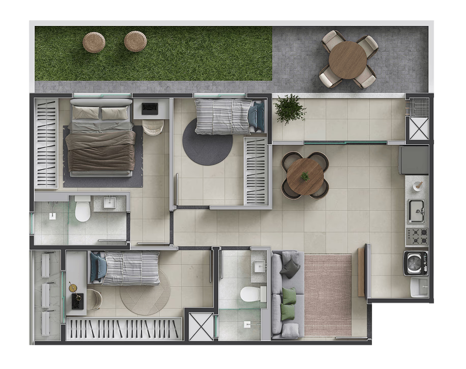 lumme planta 77 metros quadrados