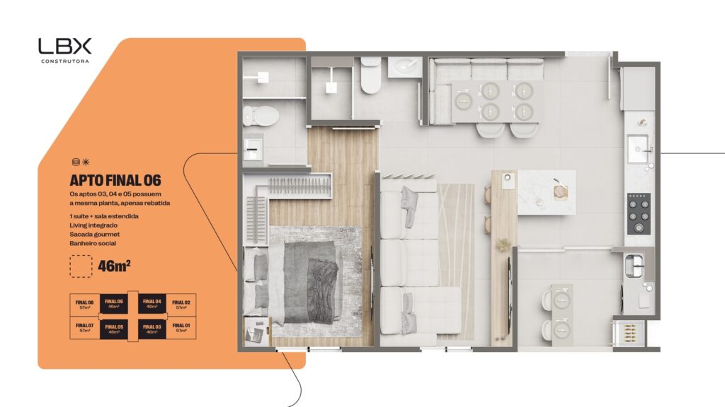 avalon residencial lançamento em maringá planta 46m2