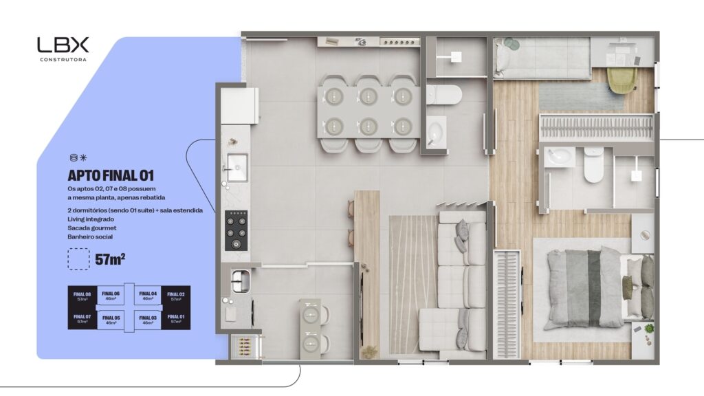avalon residencial lançamento em maringá planta 57m2